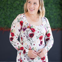 IN STOCK Alyssa Long Sleeve Top - Burgundy Bloom