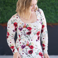 IN STOCK Alyssa Long Sleeve Top - Burgundy Bloom