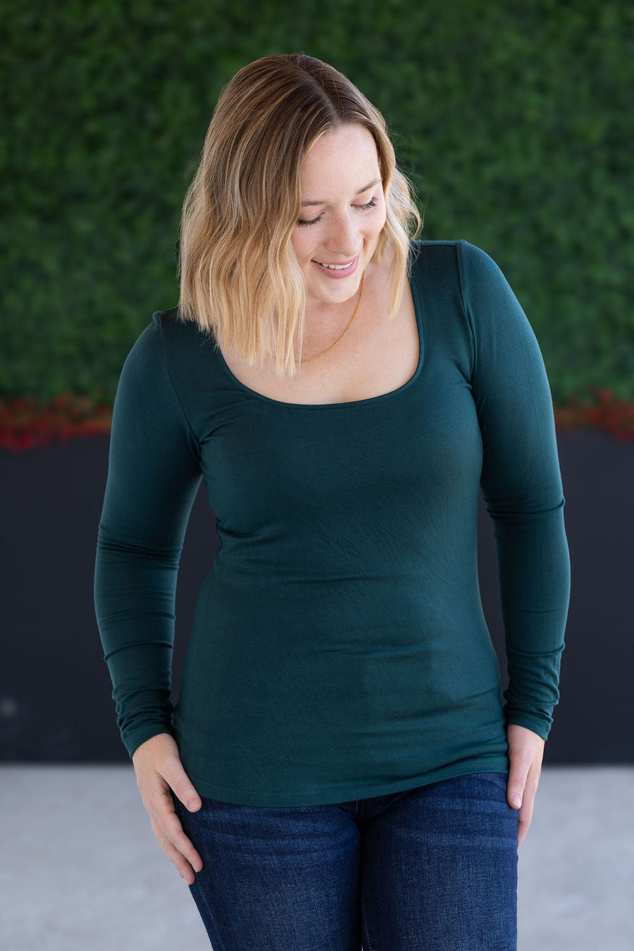 IN STOCK Alyssa Long Sleeve Top - Hunter Green