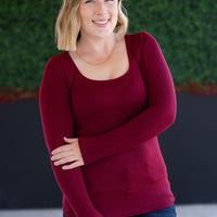 IN STOCK Alyssa Long Sleeve Top - Burgundy
