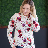 IN STOCK Blair Long Sleeve Top - Burgundy Bloom