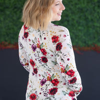 IN STOCK Blair Long Sleeve Top - Burgundy Bloom