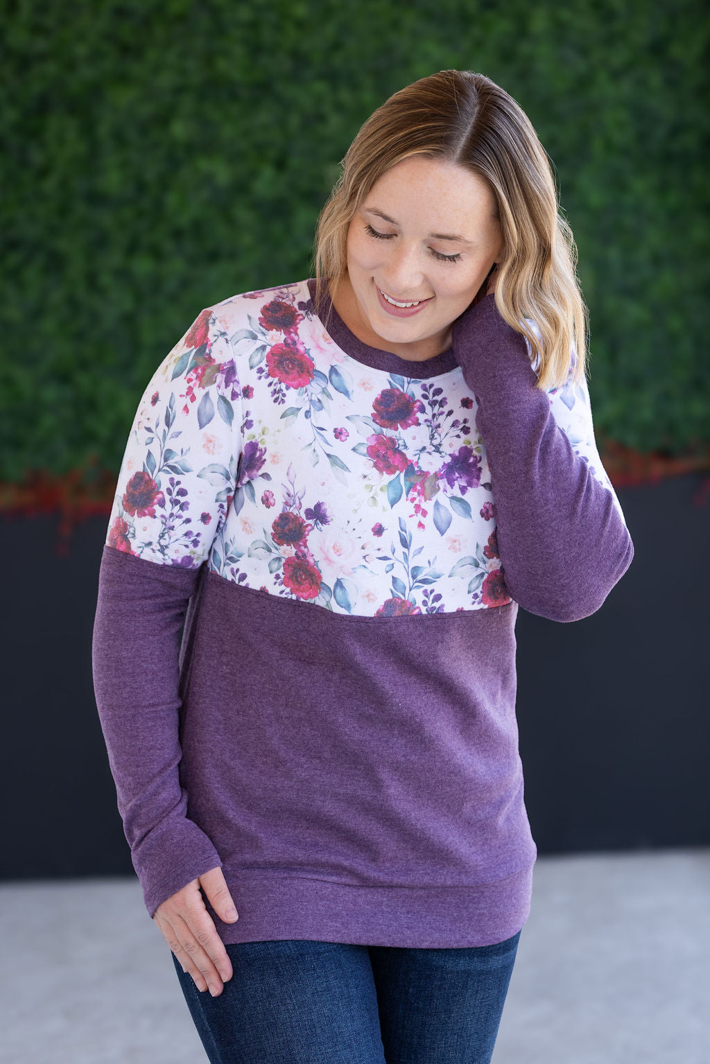 IN STOCK Natalie Pullover - Burgundy Bloom and Plum FINAL SALE