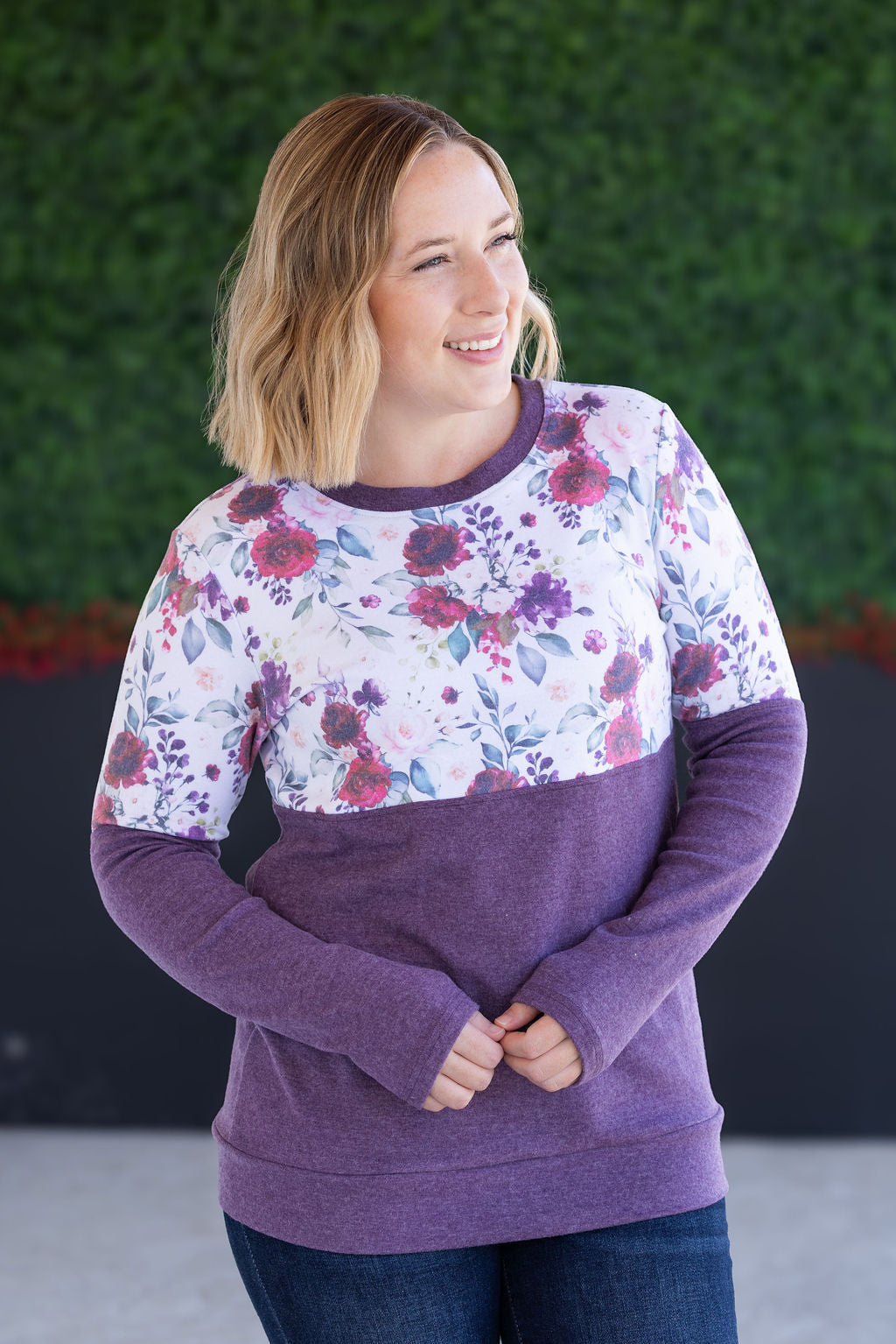IN STOCK Natalie Pullover - Burgundy Bloom and Plum FINAL SALE