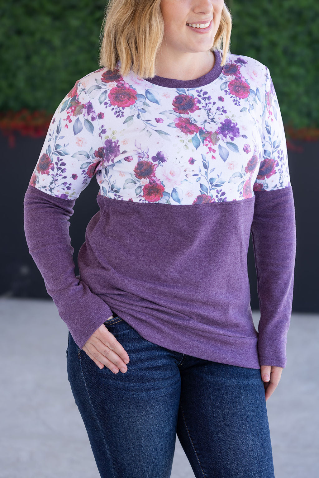 IN STOCK Natalie Pullover - Burgundy Bloom and Plum FINAL SALE
