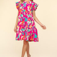 Haptics Printed Ruffled Tiered Dress with Side Pockets