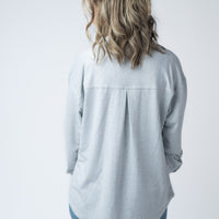 IN STOCK Brenna Button Down Top - Grey