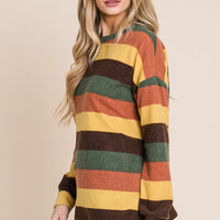 BOMBOM Multi-Color Striped Knit Top