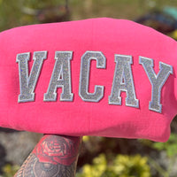 VACAY GLITTER EMBROIDERED PATCH NEON PINK