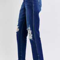 Judy Blue Full Size High Waist Rigid Magic Heavy Destroy Straight Jeans