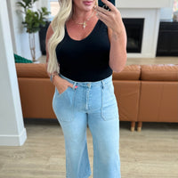PREORDER: Patch Pocket Wide Leg Jeans in Four Colors