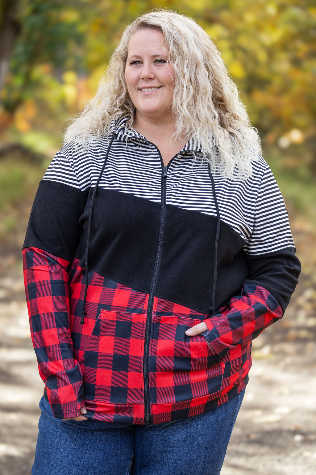 IN STOCK Colorblock Fullzip - Plaid and Stripes