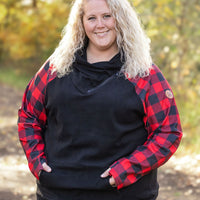 IN STOCK Zoey ZipCowl - Black and Buffalo Plaid