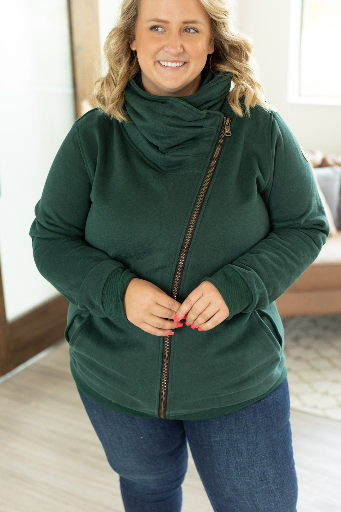 IN STOCK Quinn ZipUp Cowl - Evergreen | Women&