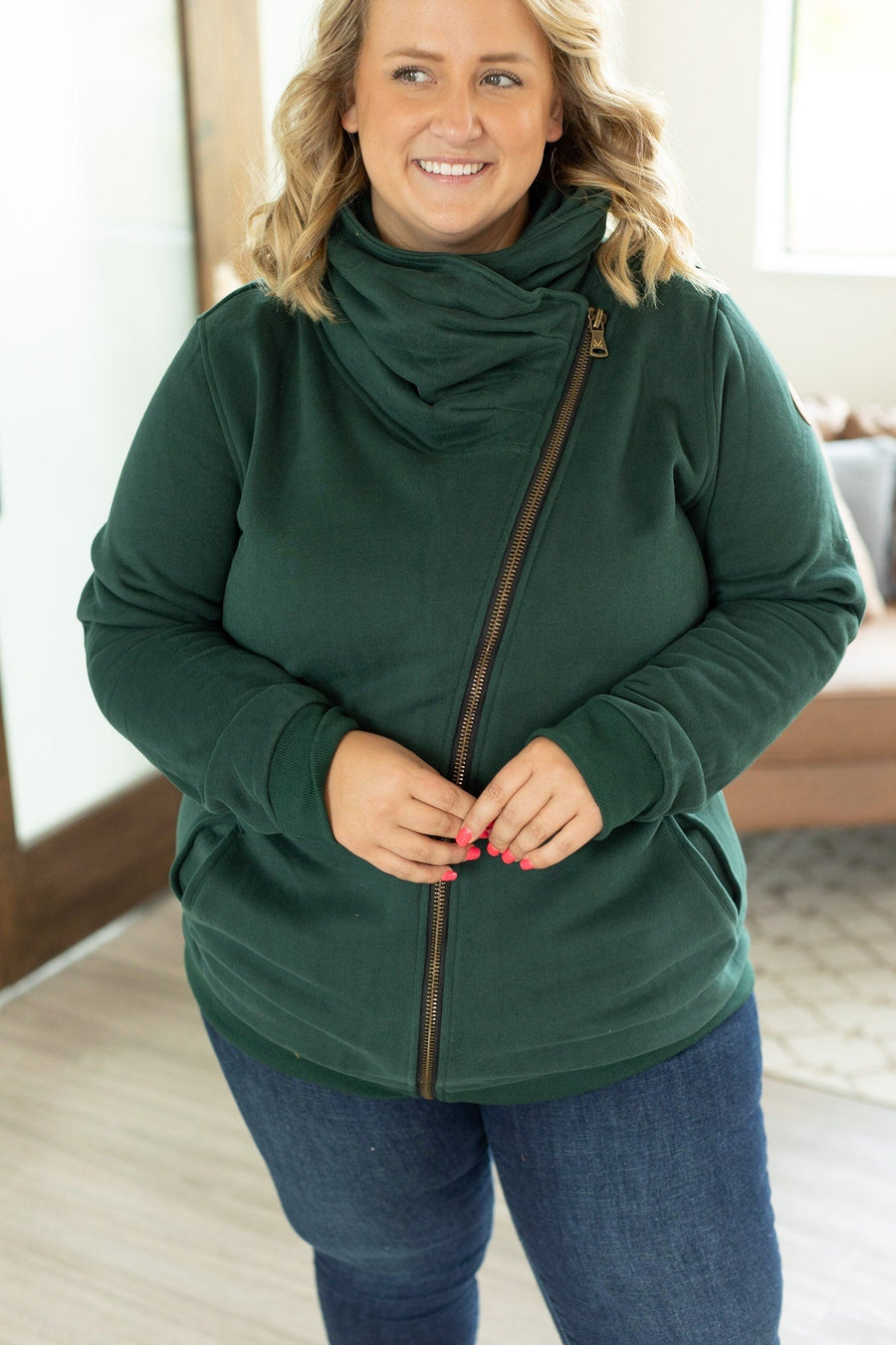 IN STOCK Quinn ZipUp Cowl - Evergreen | Women's Hoodie