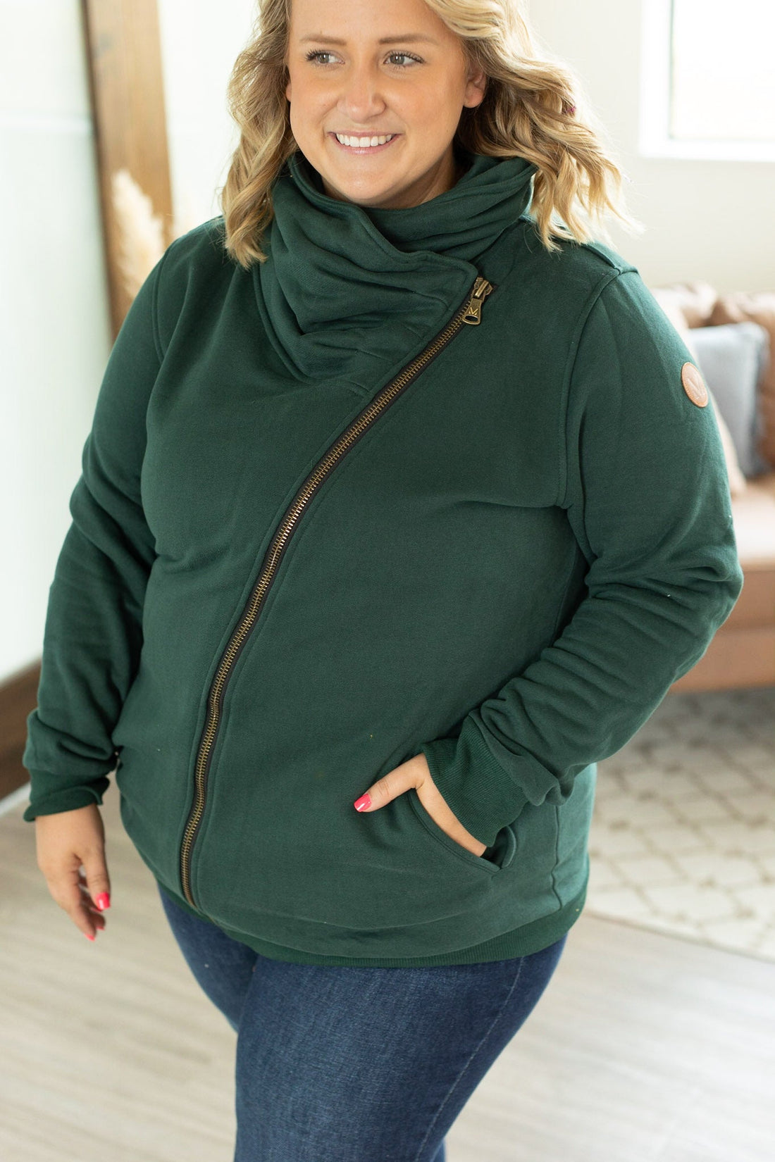 IN STOCK Quinn ZipUp Cowl - Evergreen | Women&