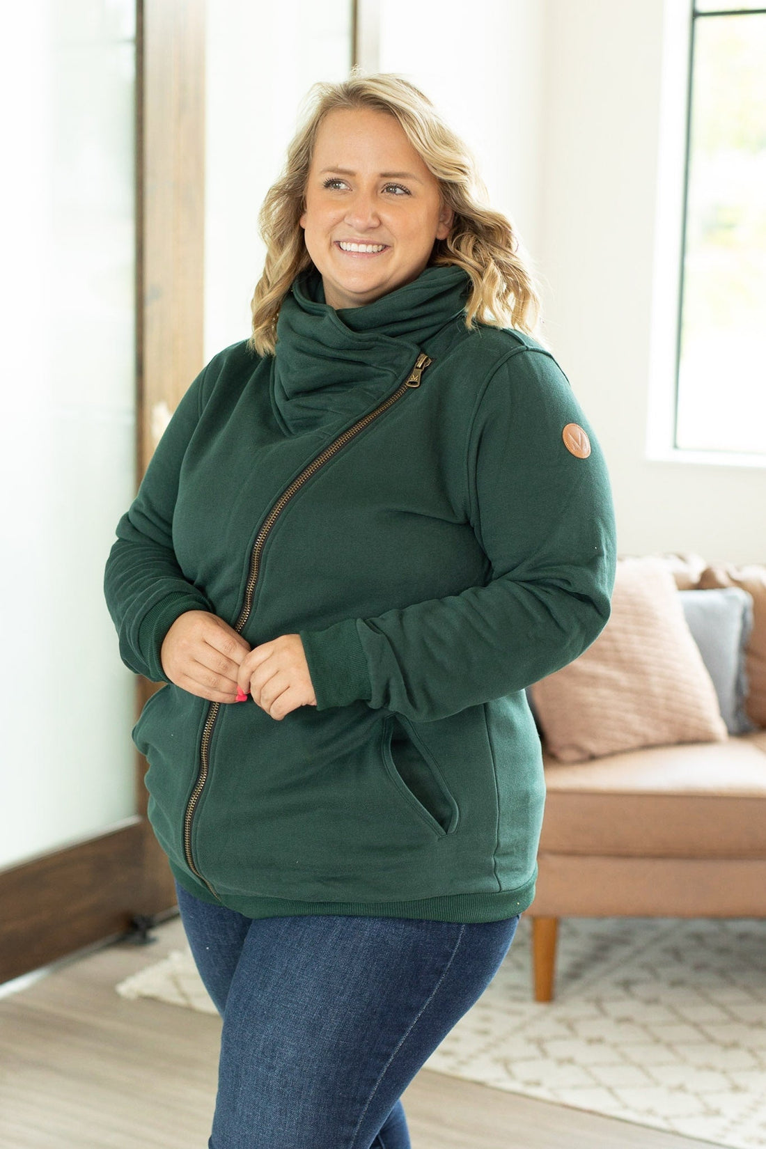 IN STOCK Quinn ZipUp Cowl - Evergreen | Women&