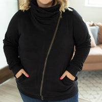 IN STOCK Quinn ZipUp Cowl - Black | Women's Hoodie