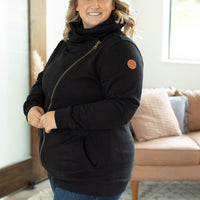 IN STOCK Quinn ZipUp Cowl - Black | Women's Hoodie