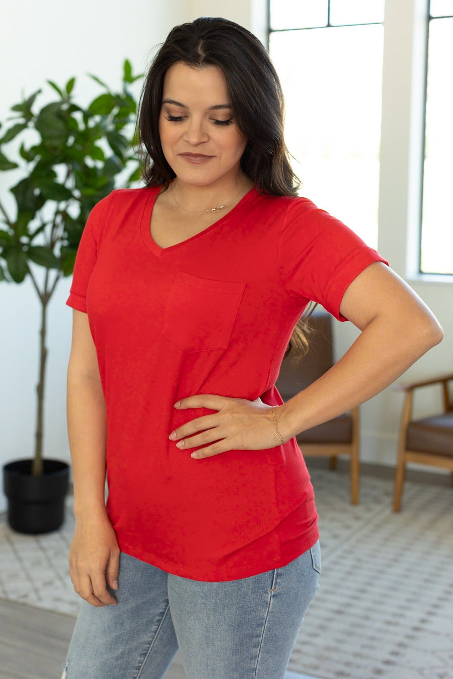 IN STOCK Sophie Pocket Tee - Red | Women's Short Sleeve