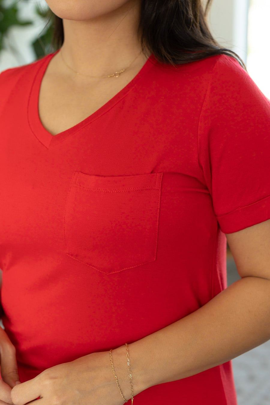 IN STOCK Sophie Pocket Tee - Red | Women's Short Sleeve