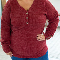 IN STOCK Brittney Button Sweater - Berry | Women's Long Sleeve