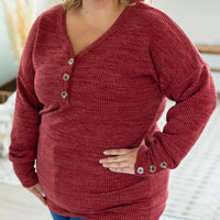 IN STOCK Brittney Button Sweater - Berry | Women's Long Sleeve