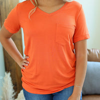 sophie pocket tee pumpkin womens short sleeve