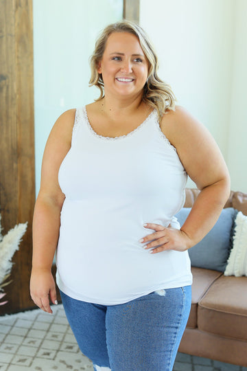 lexi lace tank top in white womens tank top