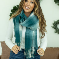 IN STOCK Fringe Plaid Scarf - Teal