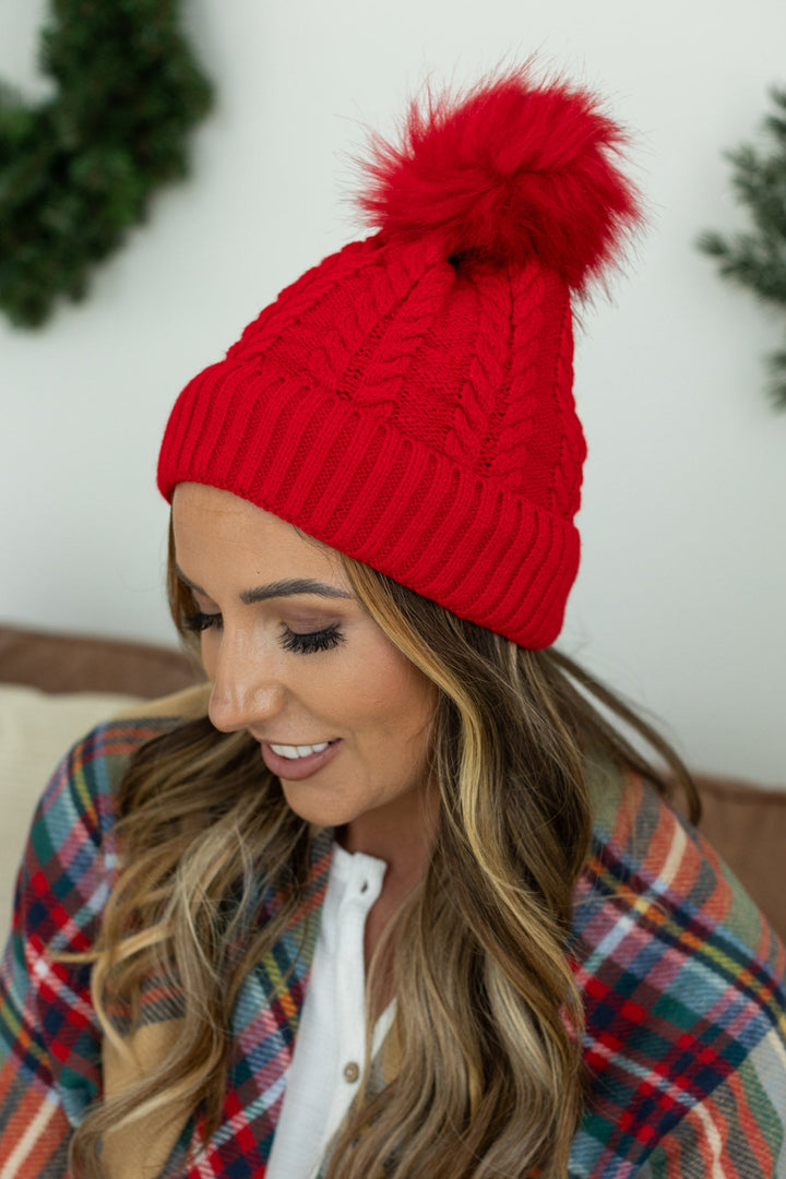 Bella Braid Beanie - Red | Women's Knit Hat 