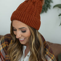 Bella Braid Beanie - Rust | Women's Knit Hat