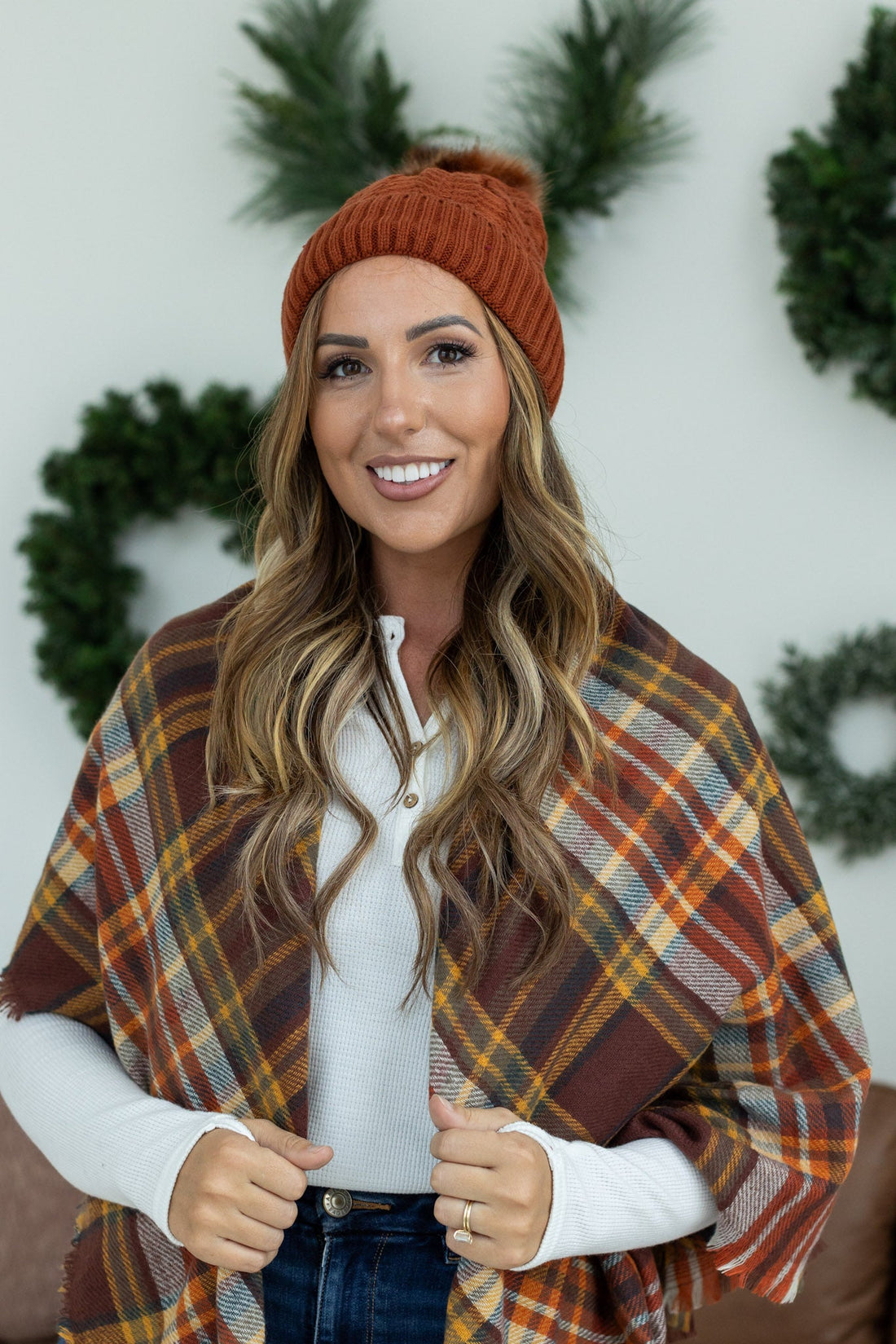 IN STOCK Bella Braid Beanie - Rust  | Women&