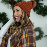 IN STOCK Bella Braid Beanie - Rust  | Women's Knit Hat FINAL SALE