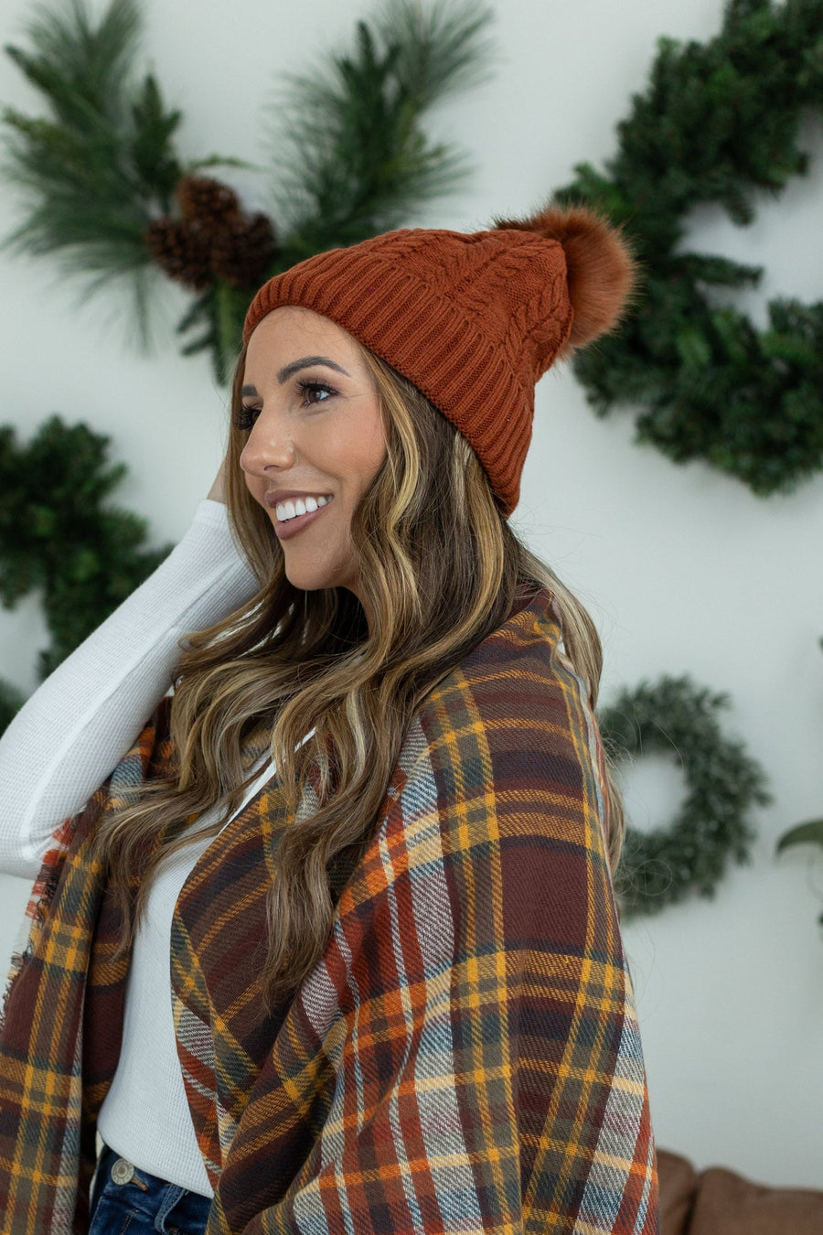 IN STOCK Bella Braid Beanie - Rust  | Women's Knit Hat FINAL SALE