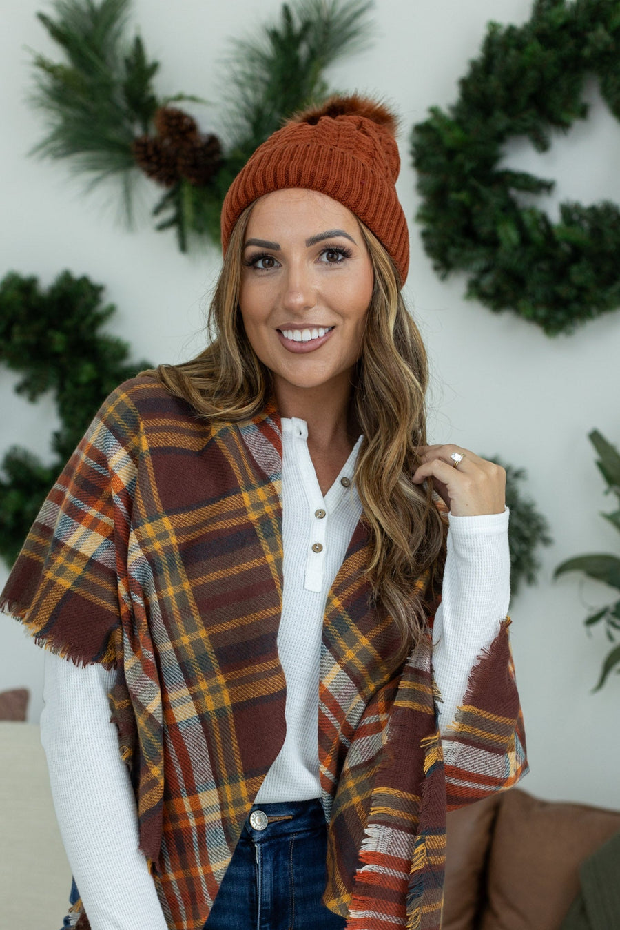 IN STOCK Bella Braid Beanie - Rust  | Women's Knit Hat FINAL SALE