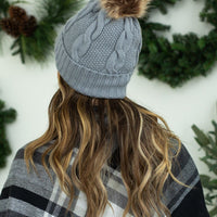 IN STOCK Carly Cable Knit Beanie - Grey | Women's Beanie FINAL SALE