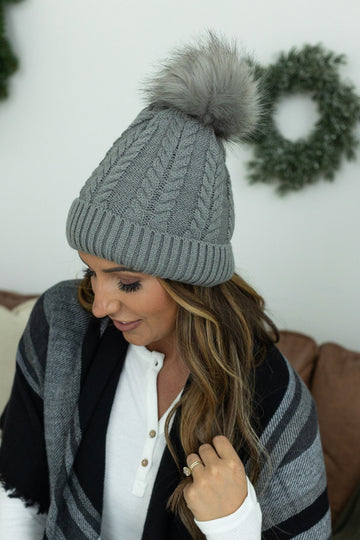 Bella Braid Beanie - Grey | Women's Knit Hat
