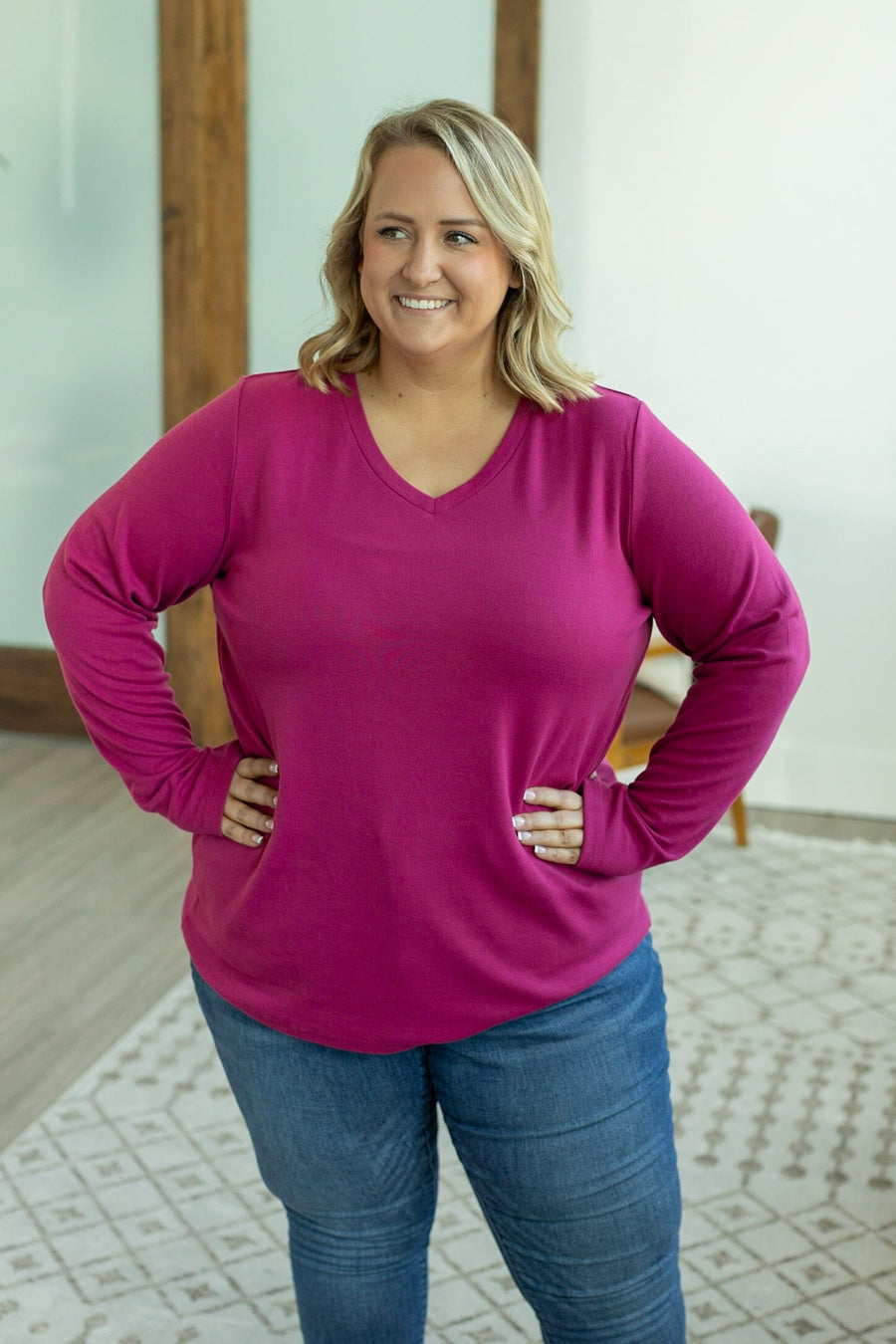 IN STOCK Leah Long Sleeve Top - Magenta | Women's Casual Top FINAL SALE