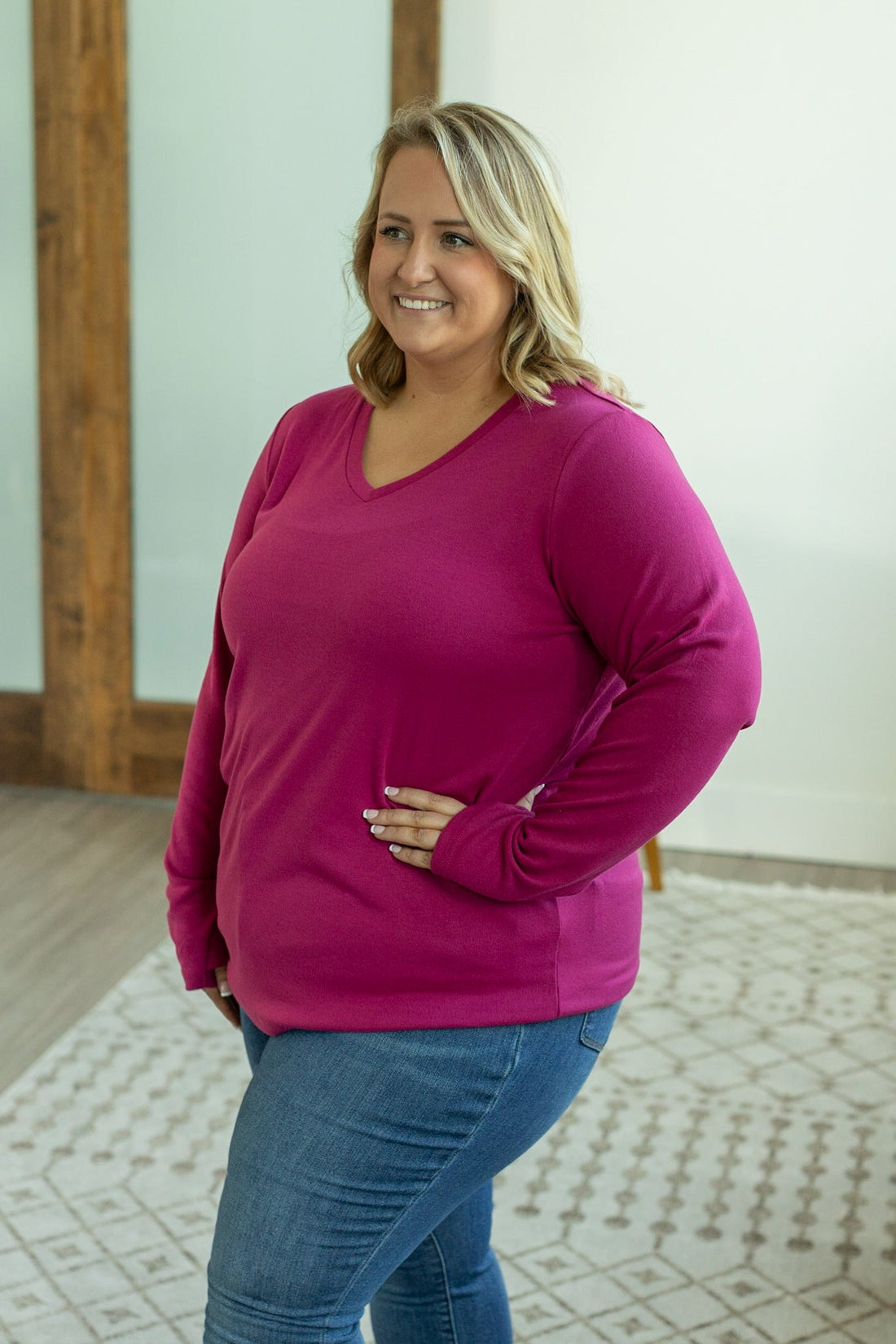 IN STOCK Leah Long Sleeve Top - Magenta | Women&