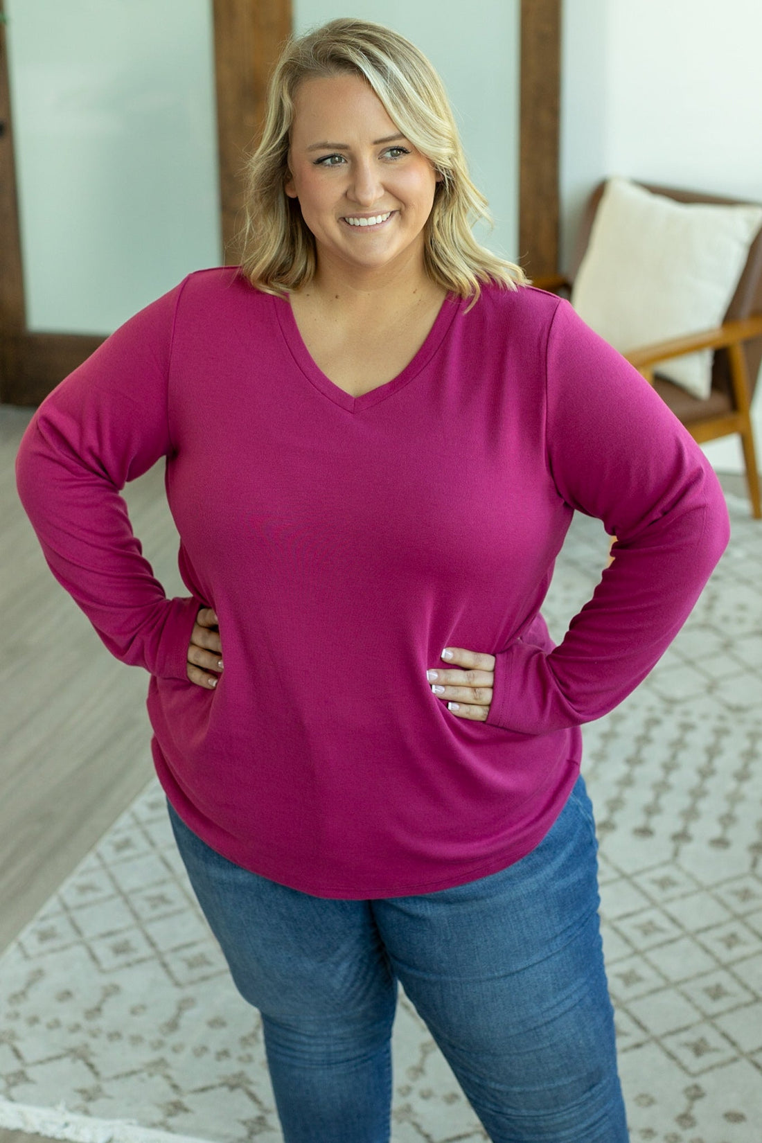 IN STOCK Leah Long Sleeve Top - Magenta | Women&