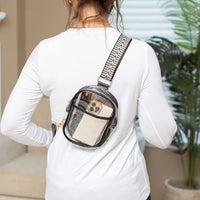 IN STOCK Clear Bag - Black Geometric Strap | Women's Crossbody Bag