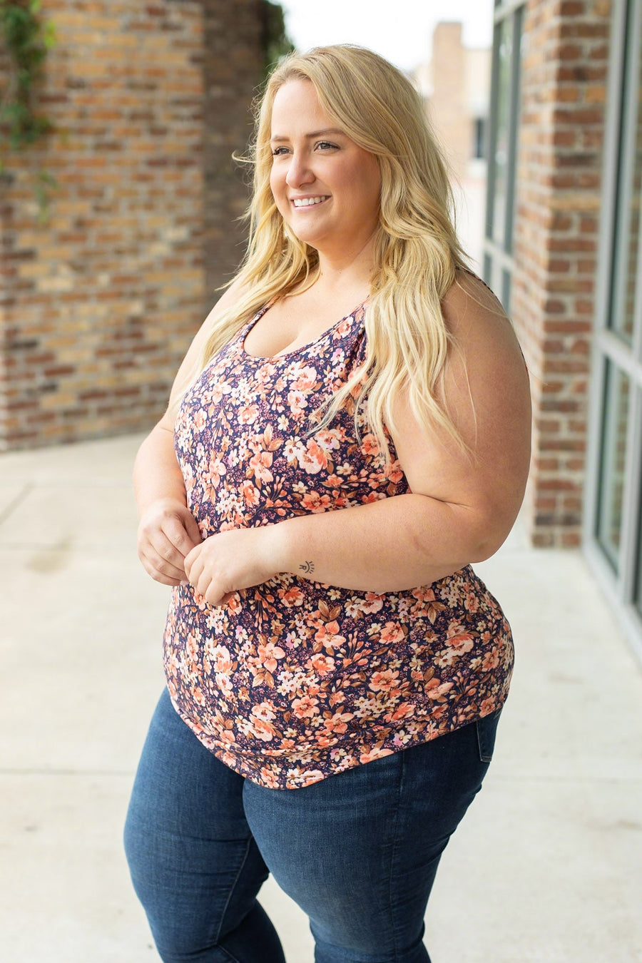 IN STOCK Luxe Crew Tank - Navy Floral Mix | Women's Tank Top FINAL SALE