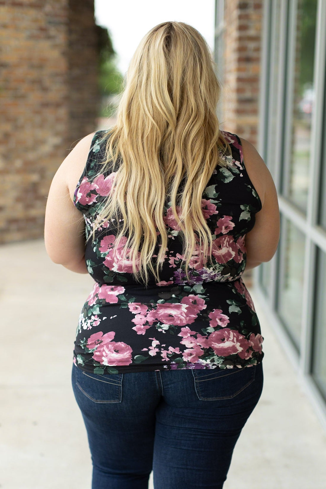 IN STOCK  Luxe Crew Tank - Black and Mauve Floral | Women&