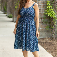 IN STOCK Cassidy Midi Dress - Blue Floral Mix | Women’s Dress FINAL SALE