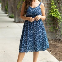 IN STOCK Cassidy Midi Dress - Blue Floral Mix | Women’s Dress FINAL SALE