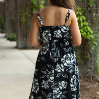 IN STOCK Cassidy Midi Dress - Black and White Floral | Women’s Dress