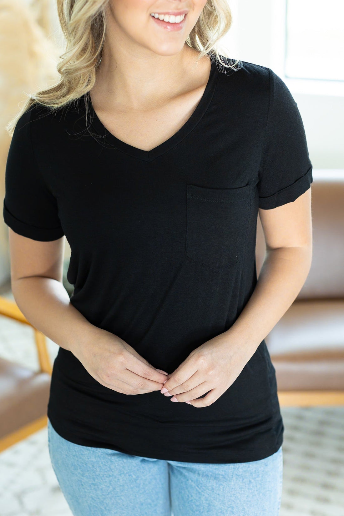 Sophie Pocket Tee - Black | Women&