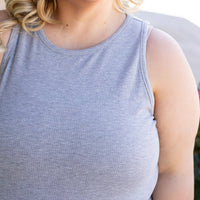 IN STOCK Tara Ribbed Tank - Grey | Women's Tank Top