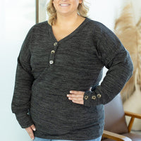 IN STOCK Brittney Button Sweater - Charcoal | Women's Long Sleeve